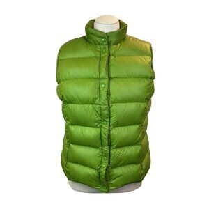 Lands End Green Puffer Vest M 10-12 Nylon/Down Sleeveless Lightweight Warm Layer